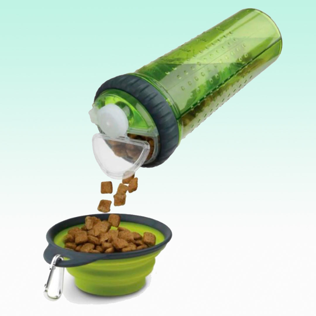Botella duo de alimento y bebida para mascotas