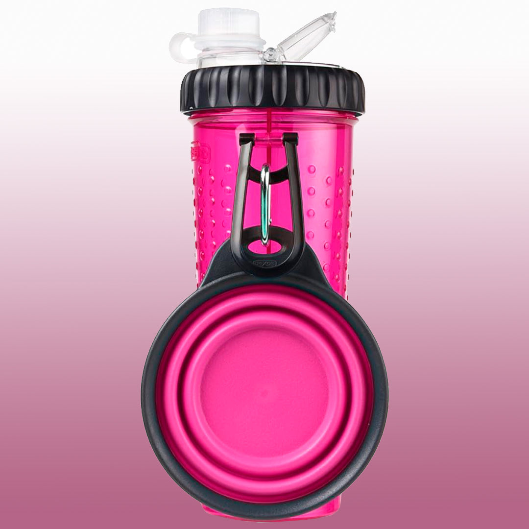 Botella duo de alimento y bebida para mascotas