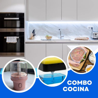 Combo Cocina (Picador + Tapas Silicona + Dispensador Jabón)