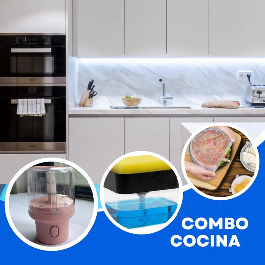 Combo Cocina (Picador + Tapas Silicona + Dispensador Jabón)