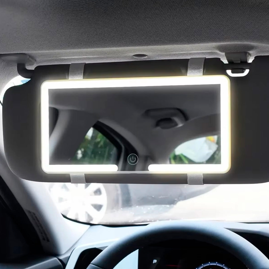 Espejo de maquillaje led recargable para auto