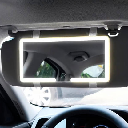 Espejo de maquillaje led recargable para auto