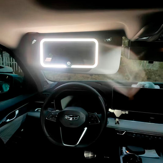 Espejo de maquillaje led recargable para auto