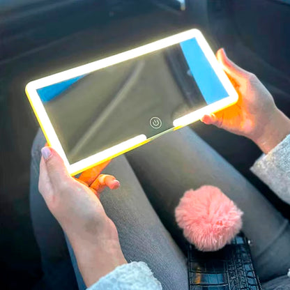 Espejo de maquillaje led recargable para auto