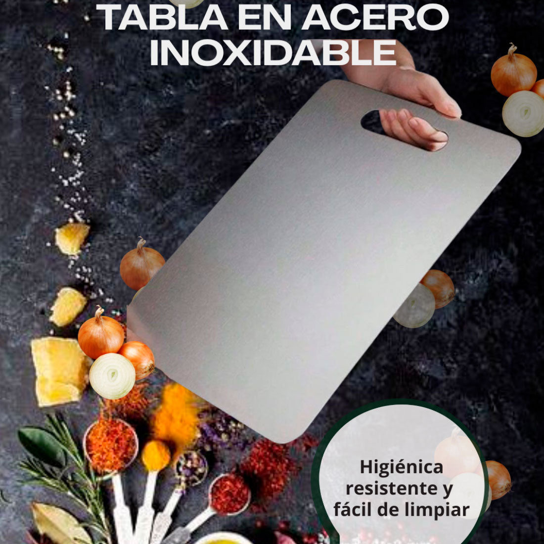 Tabla de picar en acero inoxidable para cocina 1.2 MM