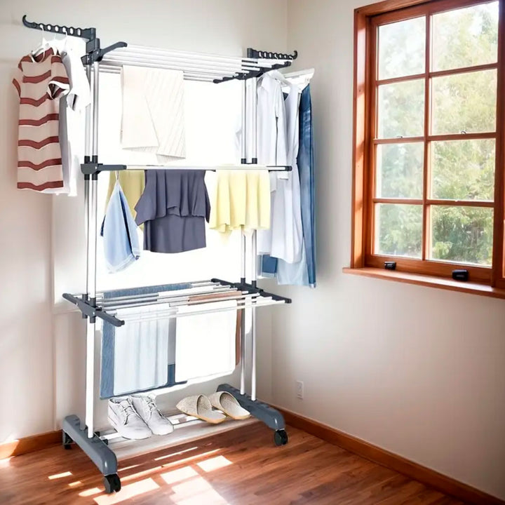 Tendero de ropa plegable de 4 niveles